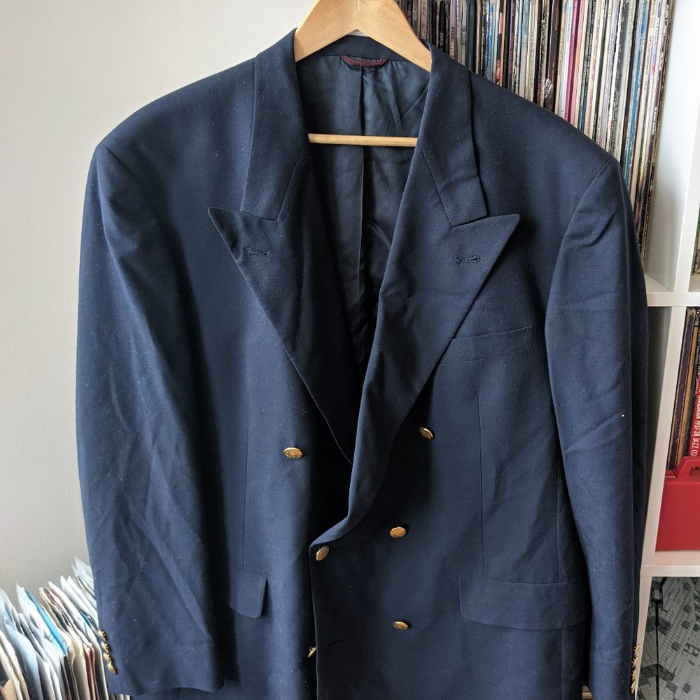Vintage Hart Schaffner Marx Double-Breasted Navy Blazer